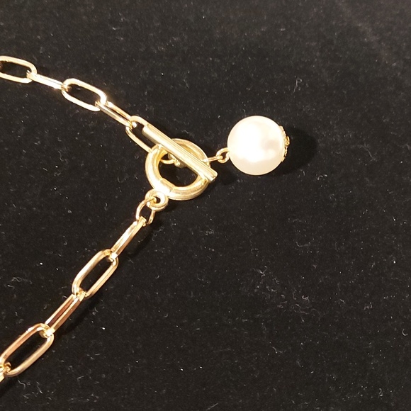 Woman's Fashion Pearl Pendant Gold Necklace - Picture 5 of 8